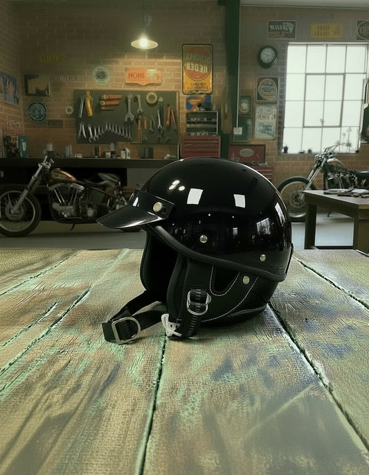 Retro Half Helmet - Black