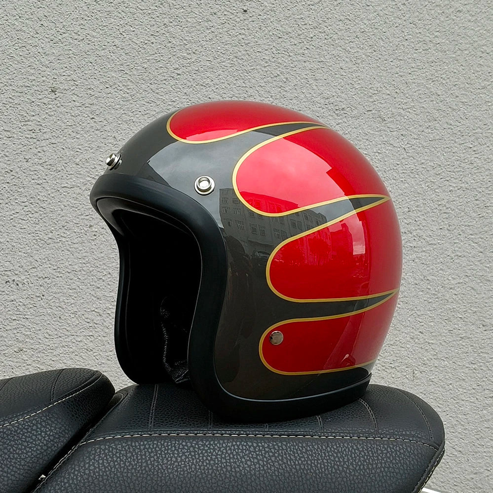 Retro 3/4 Helmet - Flat Red