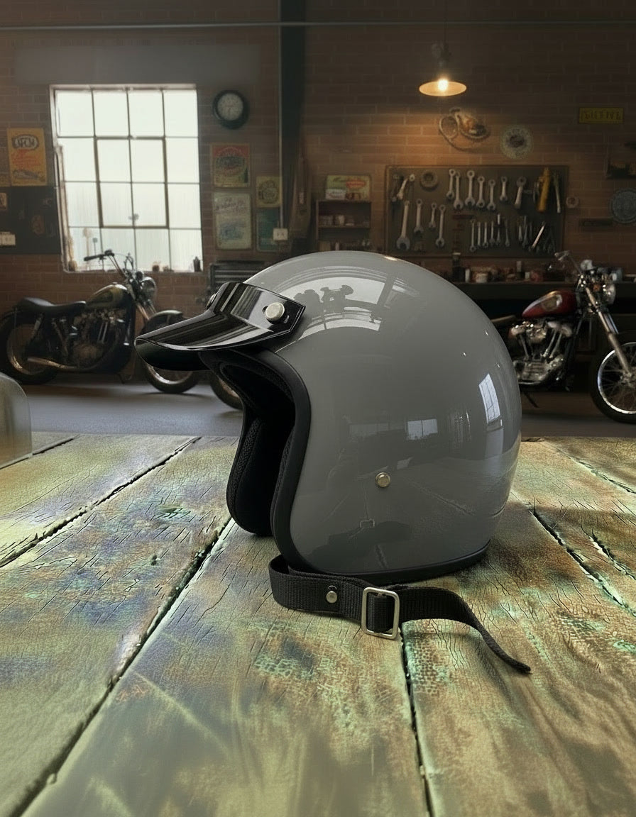 Retro 3/4 Helmet - Grey