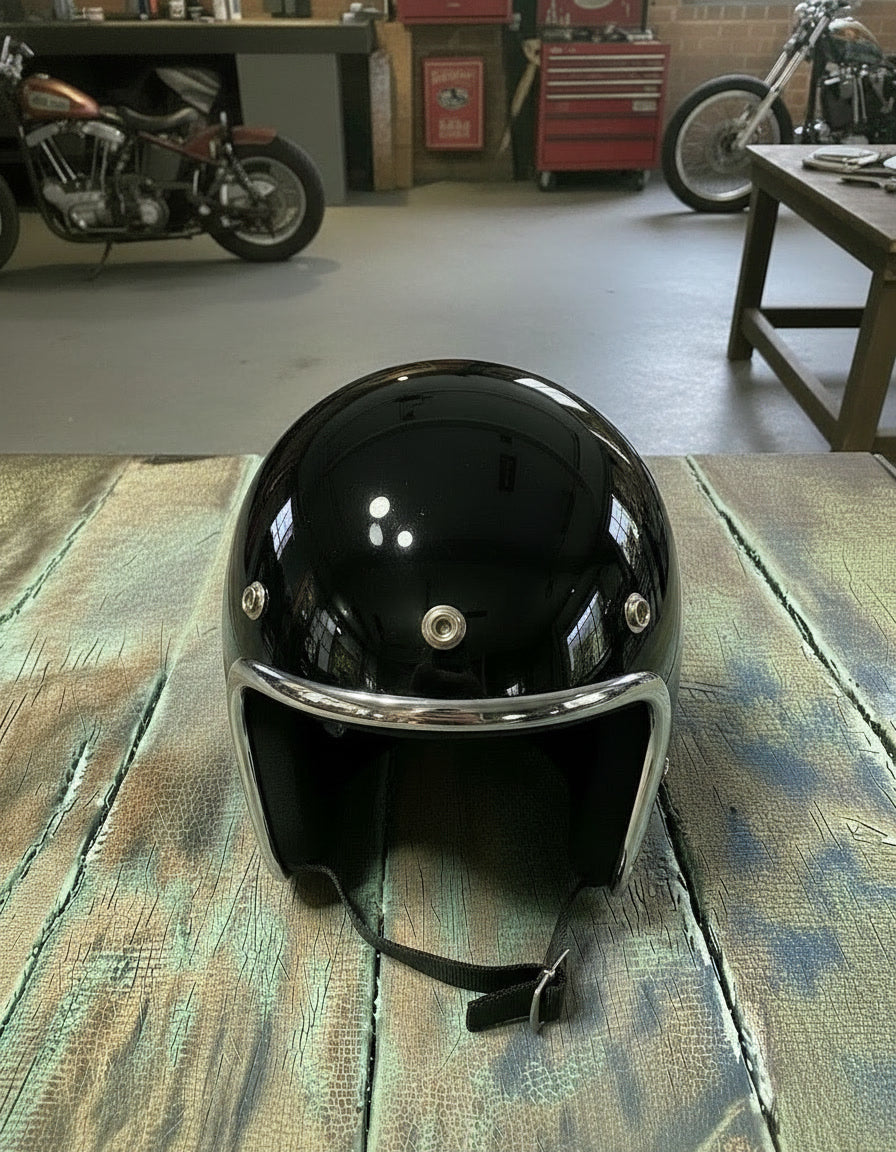 Retro 3/4 Helmet - Black Chrome