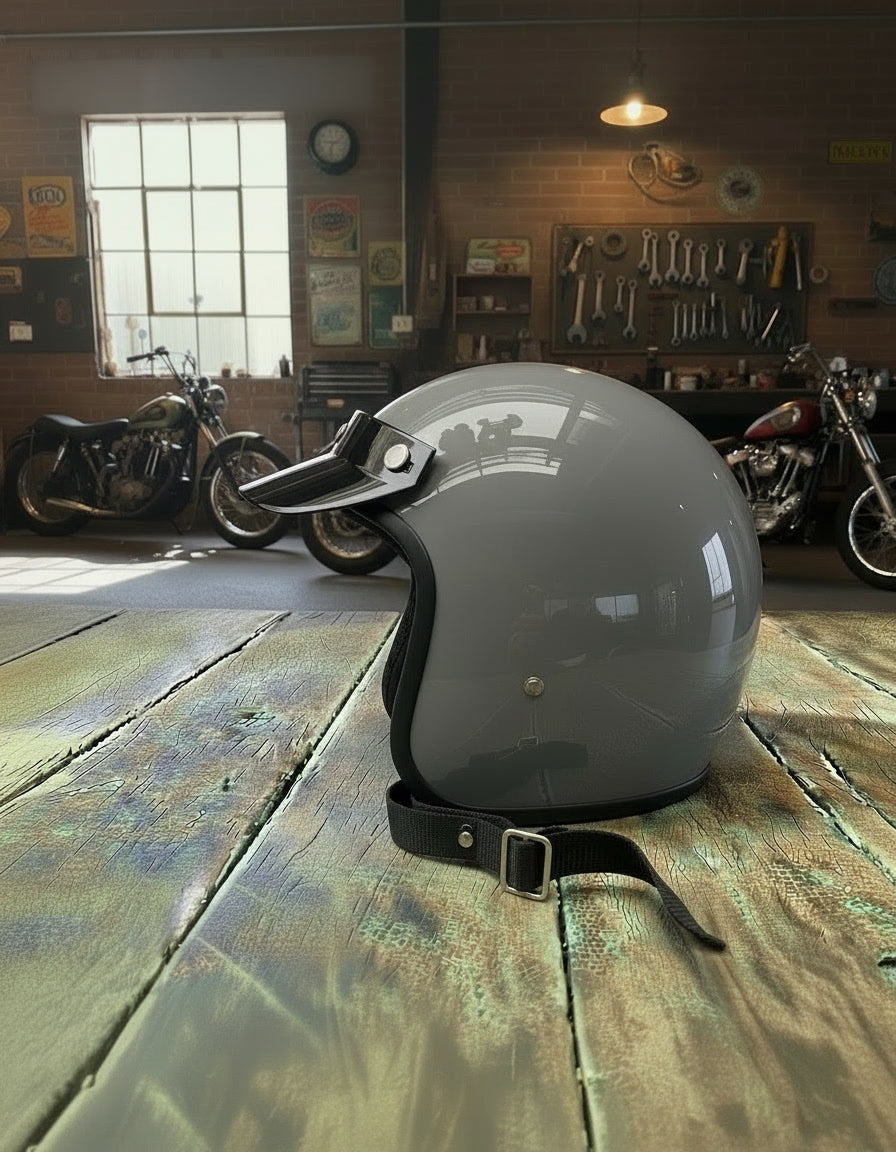 Retro 3/4 Helmet - Grey