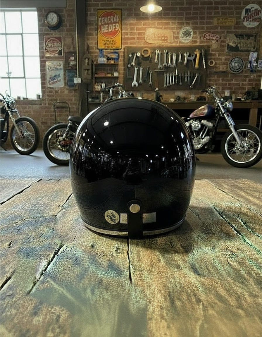 Retro 3/4 Helmet - Black Chrome