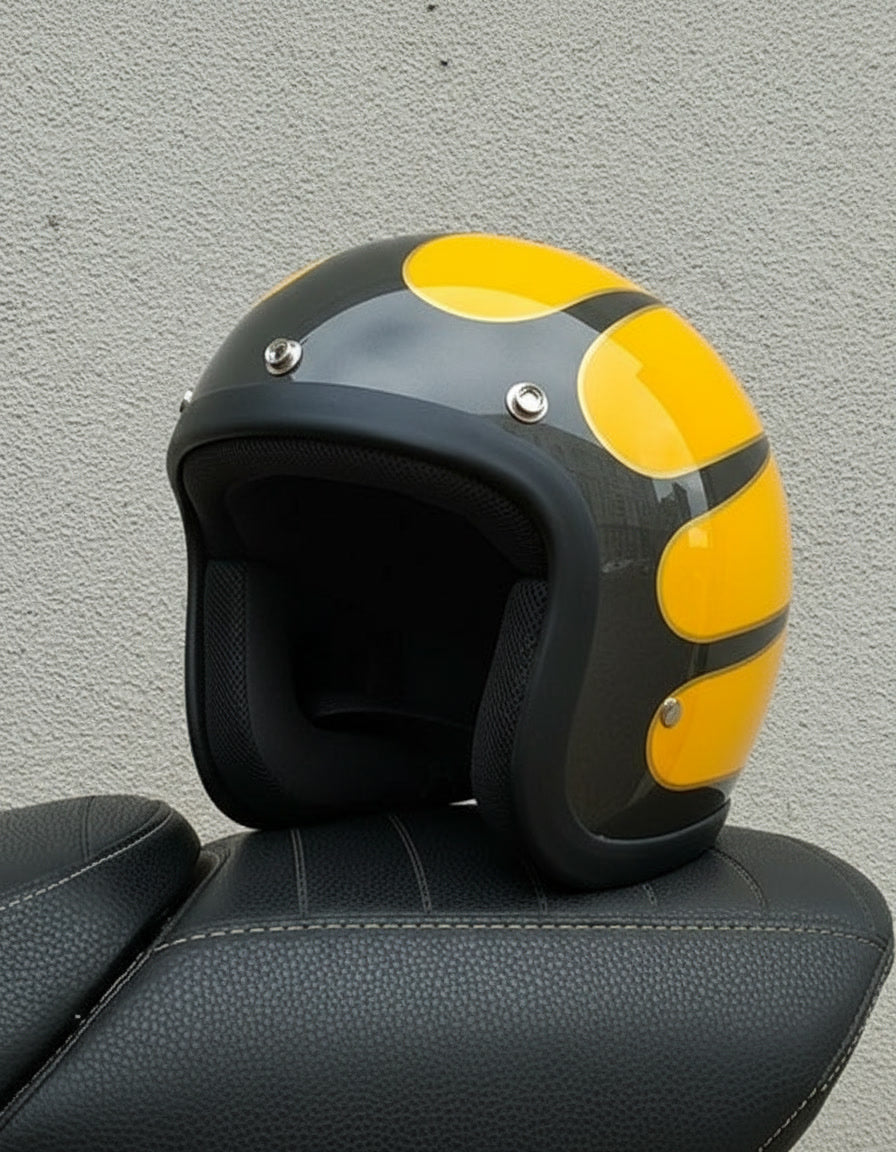 Retro 3/4 Helmet - Flat Yellow
