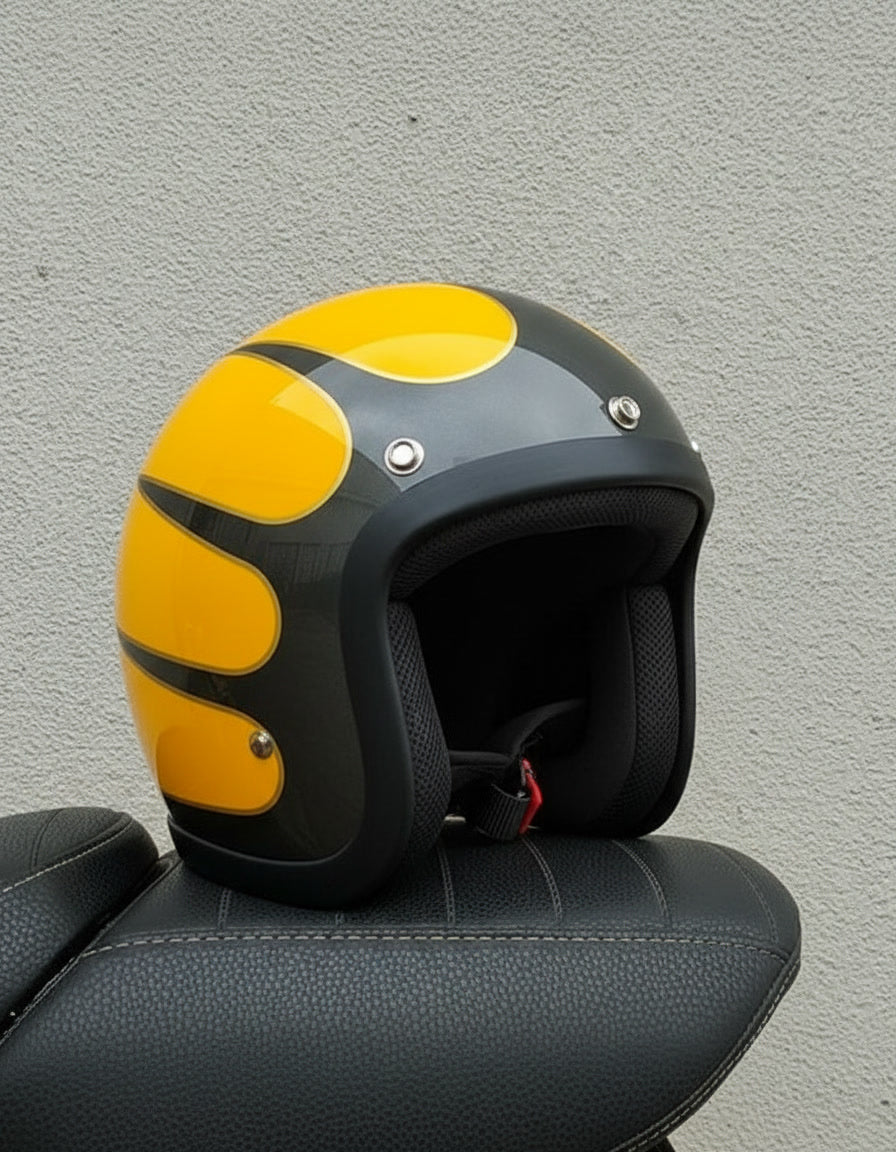 Retro 3/4 Helmet - Flat Yellow