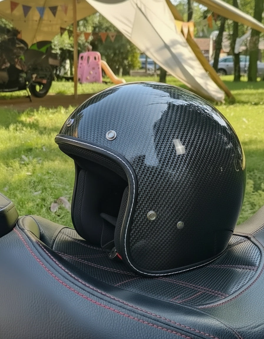 Retro 3/4 Helmet - Raw Carbon