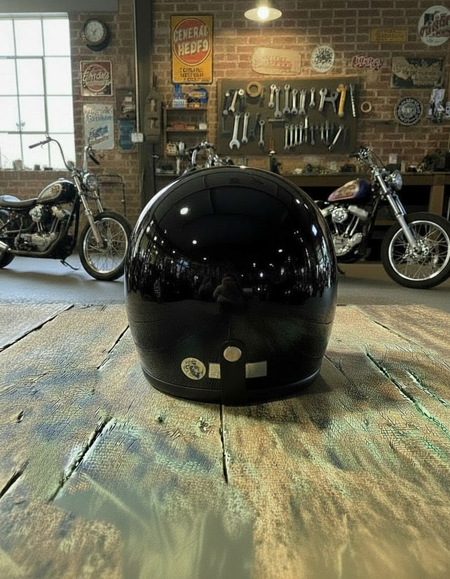 Retro 3/4 Helmet - Black
