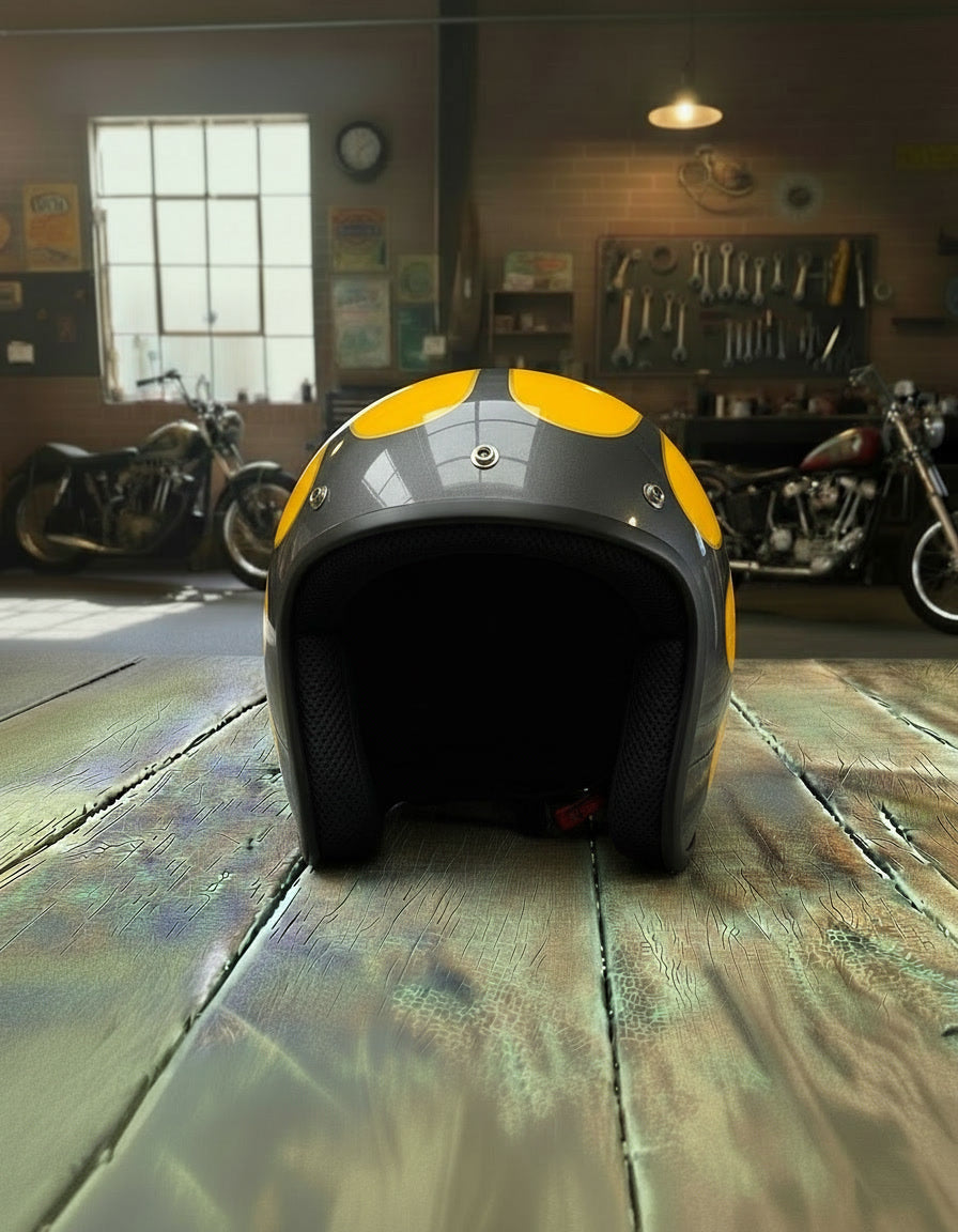 Retro 3/4 Helmet - Flat Yellow