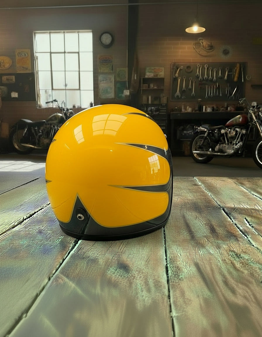 Retro 3/4 Helmet - Flat Yellow