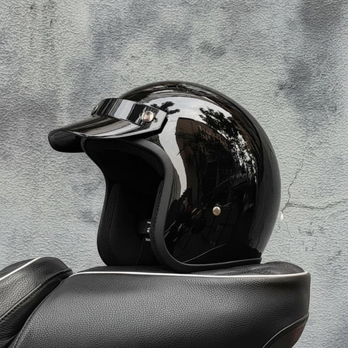 Retro 3/4 Helmet - Black