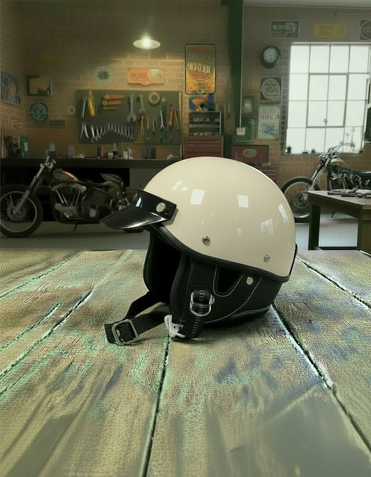 Retro Half Helmet  - White