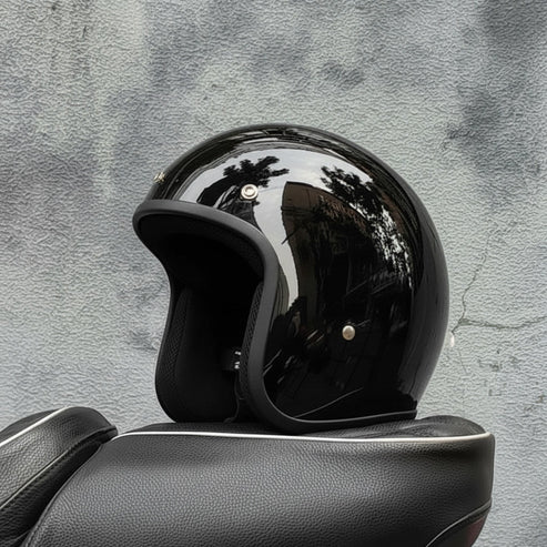Retro 3/4 Helmet - Black