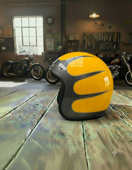 Retro 3/4 Helmet - Flat Yellow