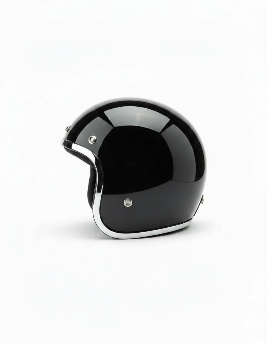Retro 3/4 Helmet - Black Chrome