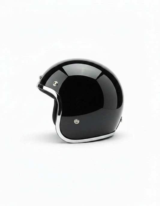 Retro 3/4 Helmet - Black Chrome