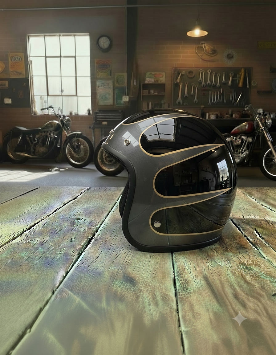 Retro 3/4 Helmet - Flat Black