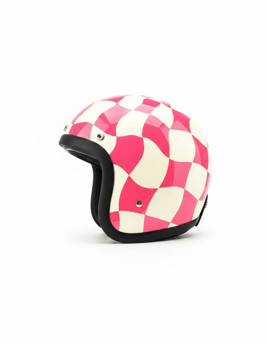 Retro 3/4 Helmet - Chess pink