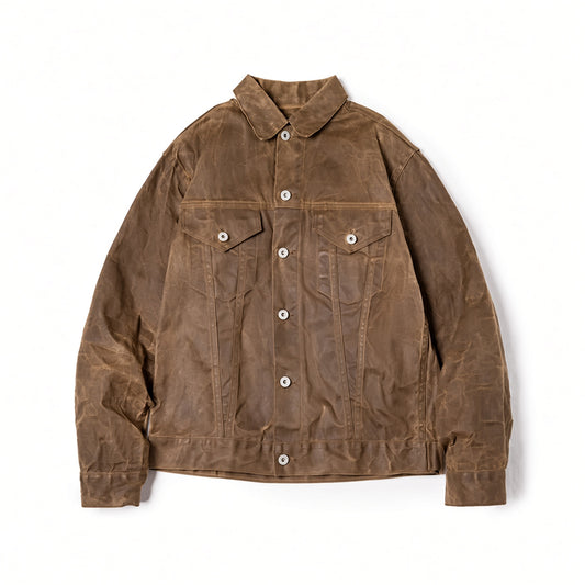 Vintage Heavyweight Oil Waxed Canvas Hunting Jacket Men